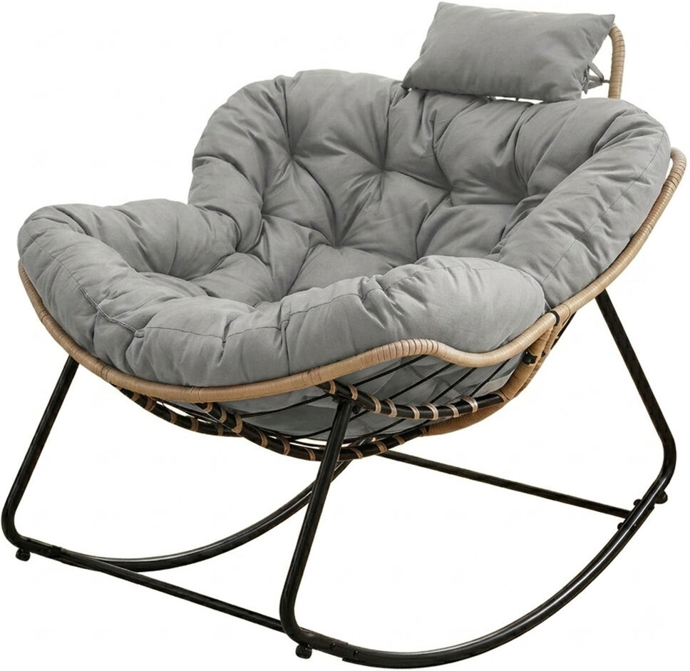Canora Grey Eggshell Rocking Chair, Tech Fabric Light Grey 81.5cm H X 82cm W X 110cm D