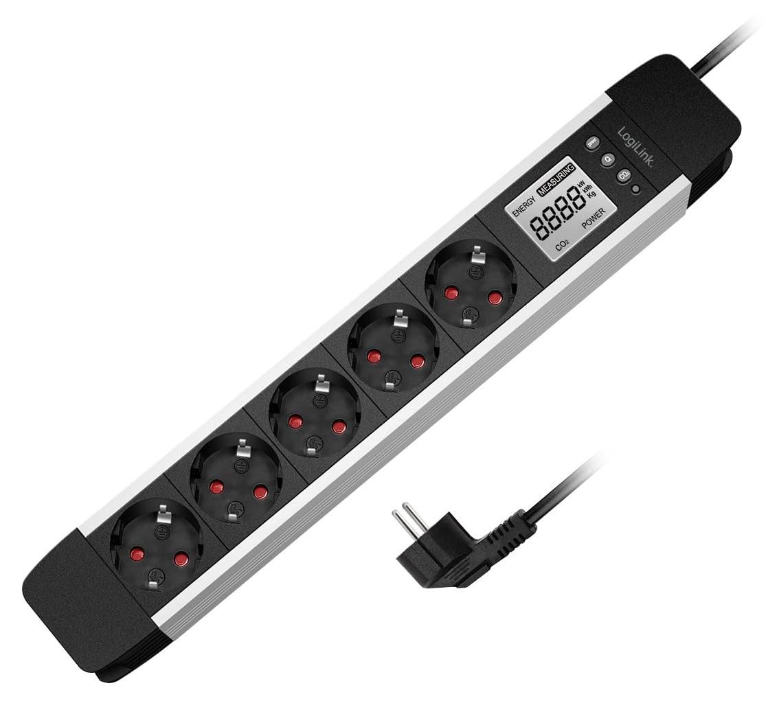 LogiLink LPS286 stekkerdoos met LCD-display, 5-voudig