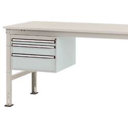 Manuflex ZB4667.7035 Gehäuse-Unterbau Mobil, Nutzhöhe 300 mm mit 3 Schubfächer. Für Tischtiefe 1200 mm