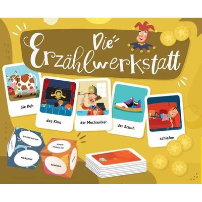 Die Erzählwerkstatt. 132 Karten, 2 Würfel, 60 Spielmarken, 1 Spielanleitung