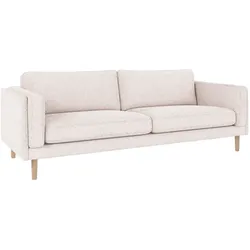 Sofa Braden 3-Sitzer aus Stoff, klassischer Stil, Beine in weiß pigmentierter Eiche, Bezug Anna Weiß