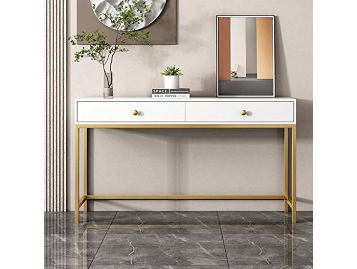 NIZAME Metall Flur Konsole Sofa Tisch mit 2 Schubladen, Deco Metall Konsolentisch Eingang Veranda Tisch, Akzenttisch für Wohnzimmer, Diele (Color : Style 2, Size : 80x30x85cm)