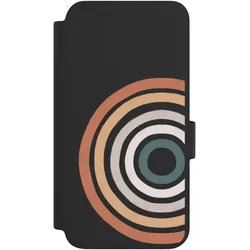 Nivocase Klapphülle für Samsung Galaxy S23 Handyhülle aus Kunst Leder NIVOflip schwarz Kreise Regenbogen (Samsung Galaxy S23), Smartphone Hülle, Schwarz