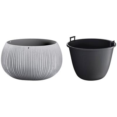 Blumentopf PROSPERPLAST "Beton Bowl", grau (beton), Kunststoff, Pflanzgefäße, Ø37cm x 21,8cm
