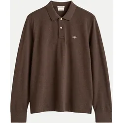 Langarmshirt mit Polokragen Braun XXL