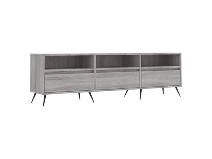 Roanoer TV-Schrank Grau Sonoma 150x30x44,5 cm Lowboard mit Eisenbeinen Praktisches TV-Möbel mit 6 Fächern für Ihr Wohnzimmer oder Schlafzimmer. Robustes Design mit stabiler Tischplatte.
