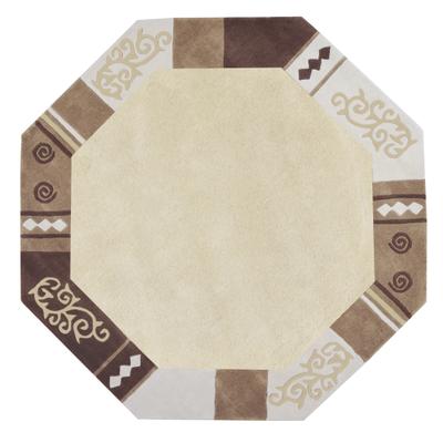 Wollteppich THEKO "Ambadi, handgetuftet" Gr. 5, beige, B:200cm H:14mm L:200cm, Schurwolle, Teppiche, reine Schurwolle, handgetuftet, mit Bordüre, modern