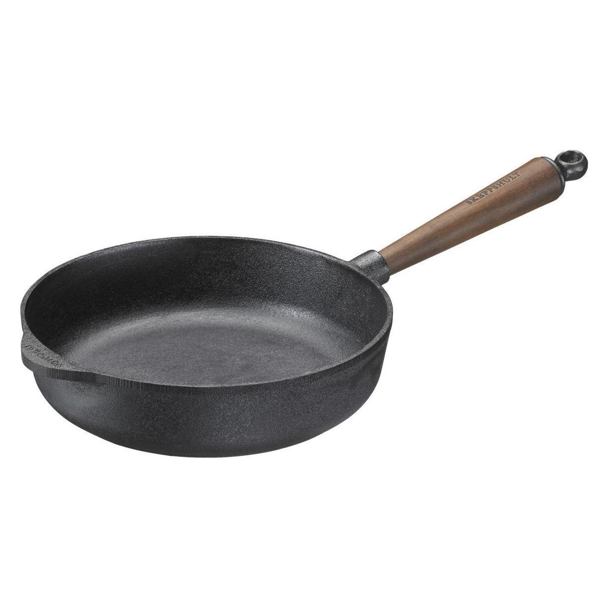 Skeppshult Gusseisen Servierpfanne Walnussgriff (Bräter + Schmortopf, Gusseisen, 25 x 6 cm) (0250V)