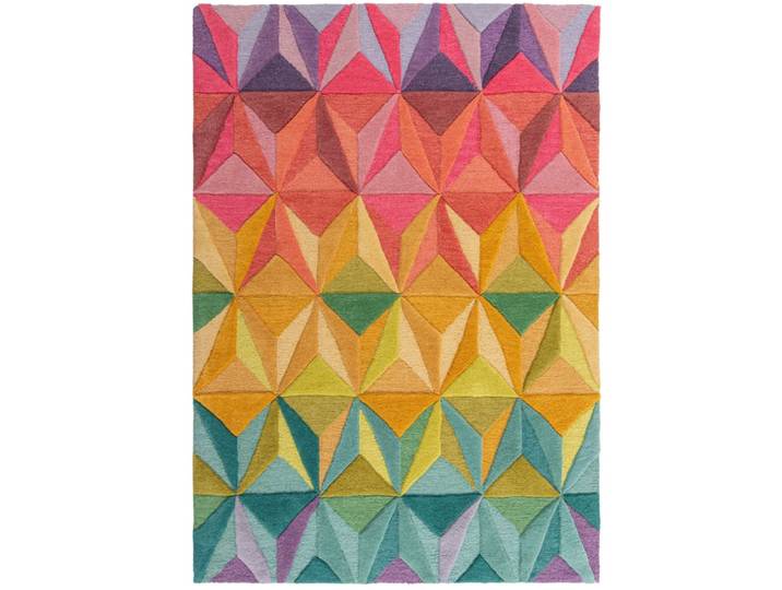 Tapis en laine bleue, violette, jaune, rose et verte 200x290cm