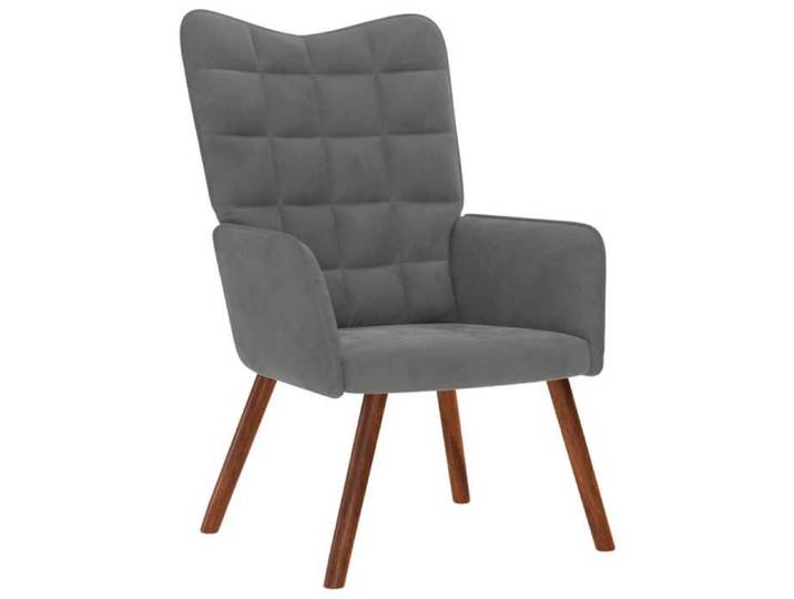 Confortable Fauteuil simple pour salon bureau chaise relax relax avec tabouret en velours gris foncé__27790