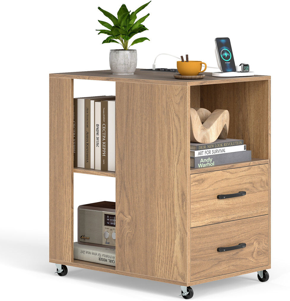 Borough Wharf 60cm W Manufactured Wood Bedside Table Brown 66cm H X 60cm W X 40cm D