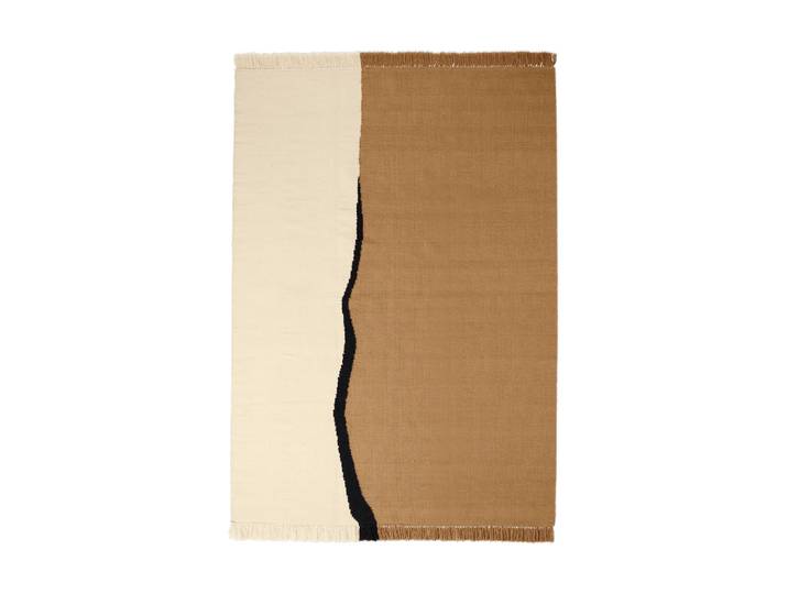 Ferm Living Soil Kelim Teppich Dark sand-off white, 170x240 cm