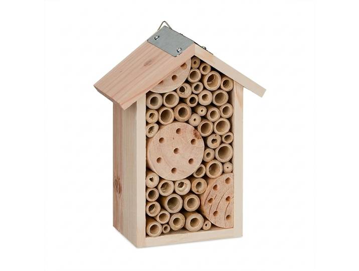 Hôtel à abeilles Relaxdays\, en bois\, hôtel à insectes pour abeilles sauvages\, jardin et balcon\, à suspendre\, H x l x P : 21 x 15\,5 x 9 cm\, couleur naturelle