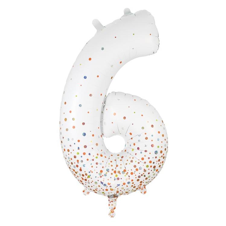 Oaktree Zahlen-Folienballon 6 Sparkling Fizz Holograhic Weiss Rose Gold 86 cm (F606869)