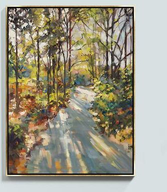 "A Sunlit Stroll Framed Canvas - Gold - 32"" x 24"" - Ballard Designs"