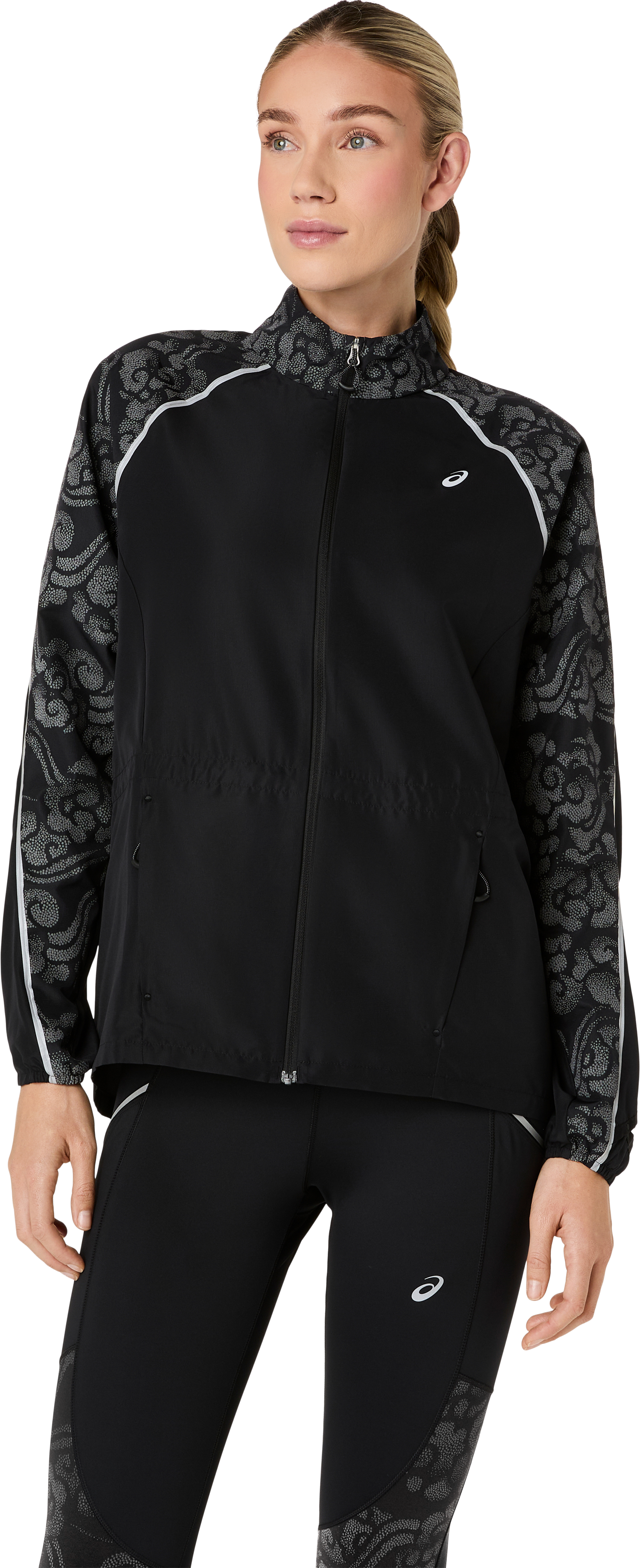 Laufjacke ASICS "ROAD LITE-SHOW JACKET", Damen, Gr. M, schwarz (performance schwarz), Obermaterial: 100% Polyester, Jacken Laufjacke, Atmungsaktiv, Reflektierend, Smartphone-Fach