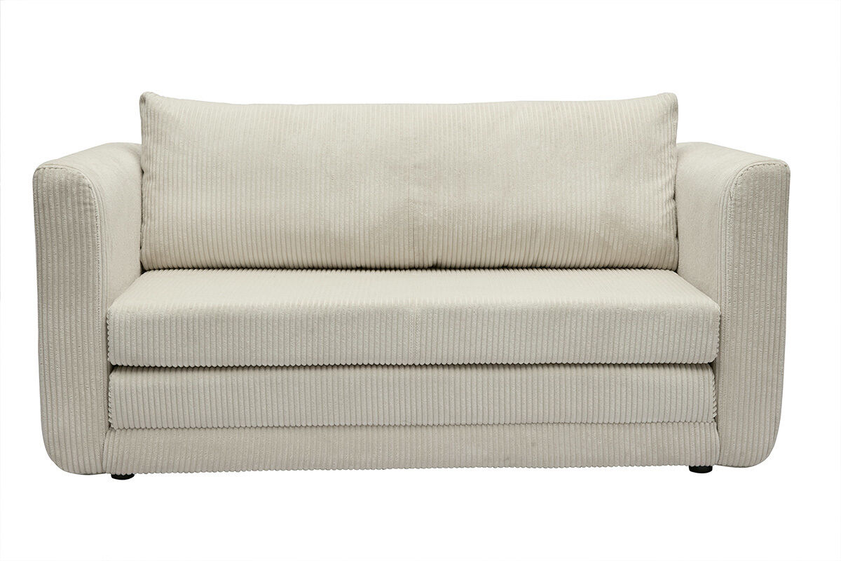 Miliboo Zweisitzer-Schlafsofa aus beige-farbenem Cordstoff LEON