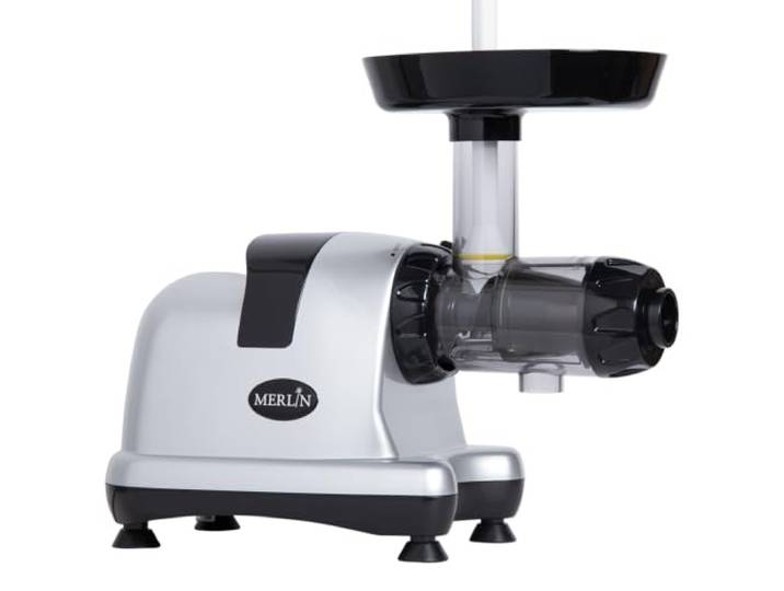 Merlin MNC500S Entsafter, horizontal, Kaltdruck, 200 W, für Obst, Gemüse, Kräuter, Pflanzenmilch und Sorbet, BPA-frei, 80 U/min, Silber