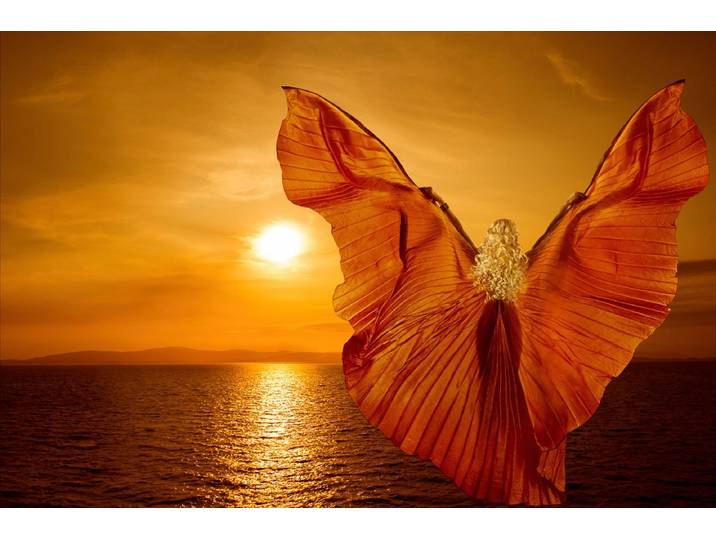 Fototapete PAPERMOON Frau auf dem Meer , bunt, B:4m L:2,6m, Vlies, Tapeten, Fototapete