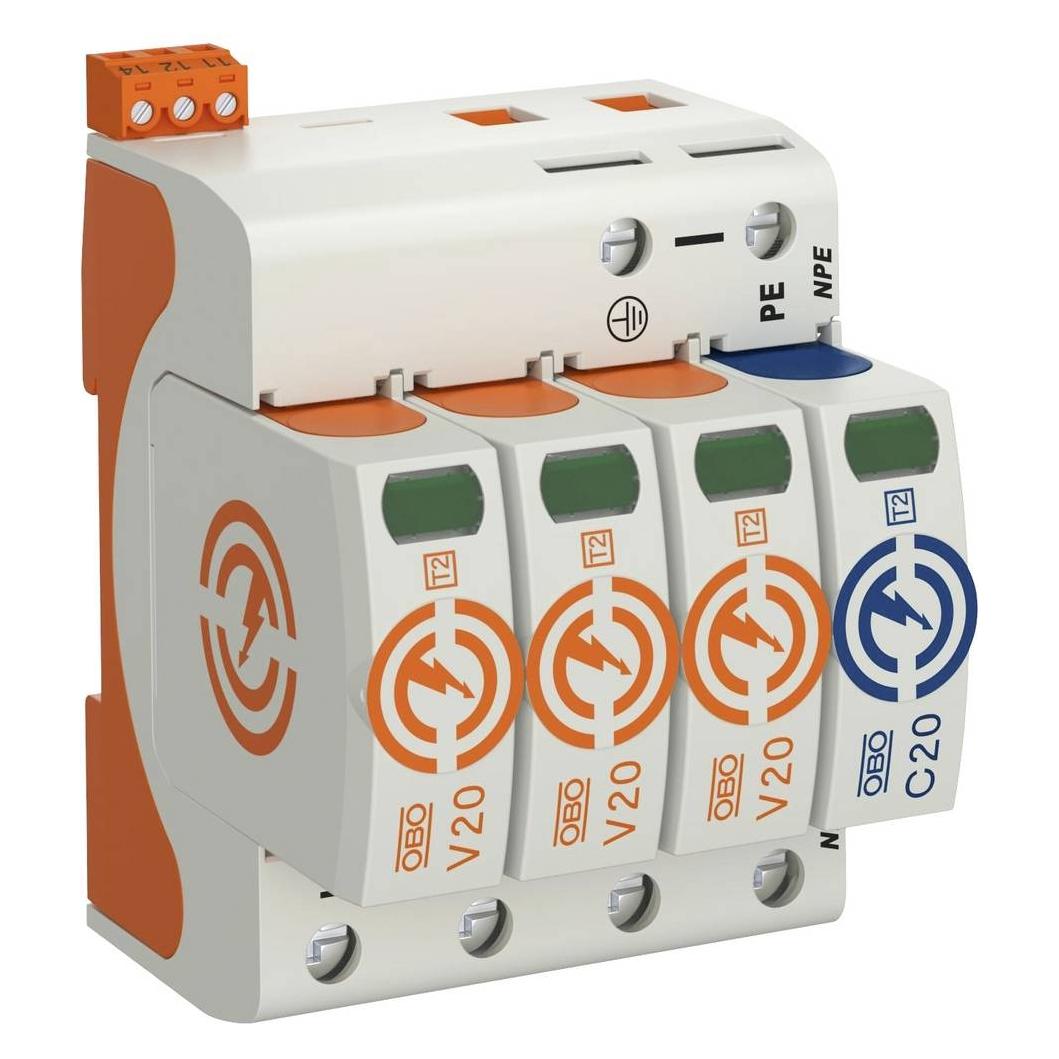 OBO Bettermann V20-3+NPE+FS-280 Über-Ab. Typ2,3+1pol. Kompl.G.+FS (5095333)