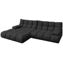 KAWOLA Sofa VIVIEN Ecksofa Velvet schwarz Longchair links