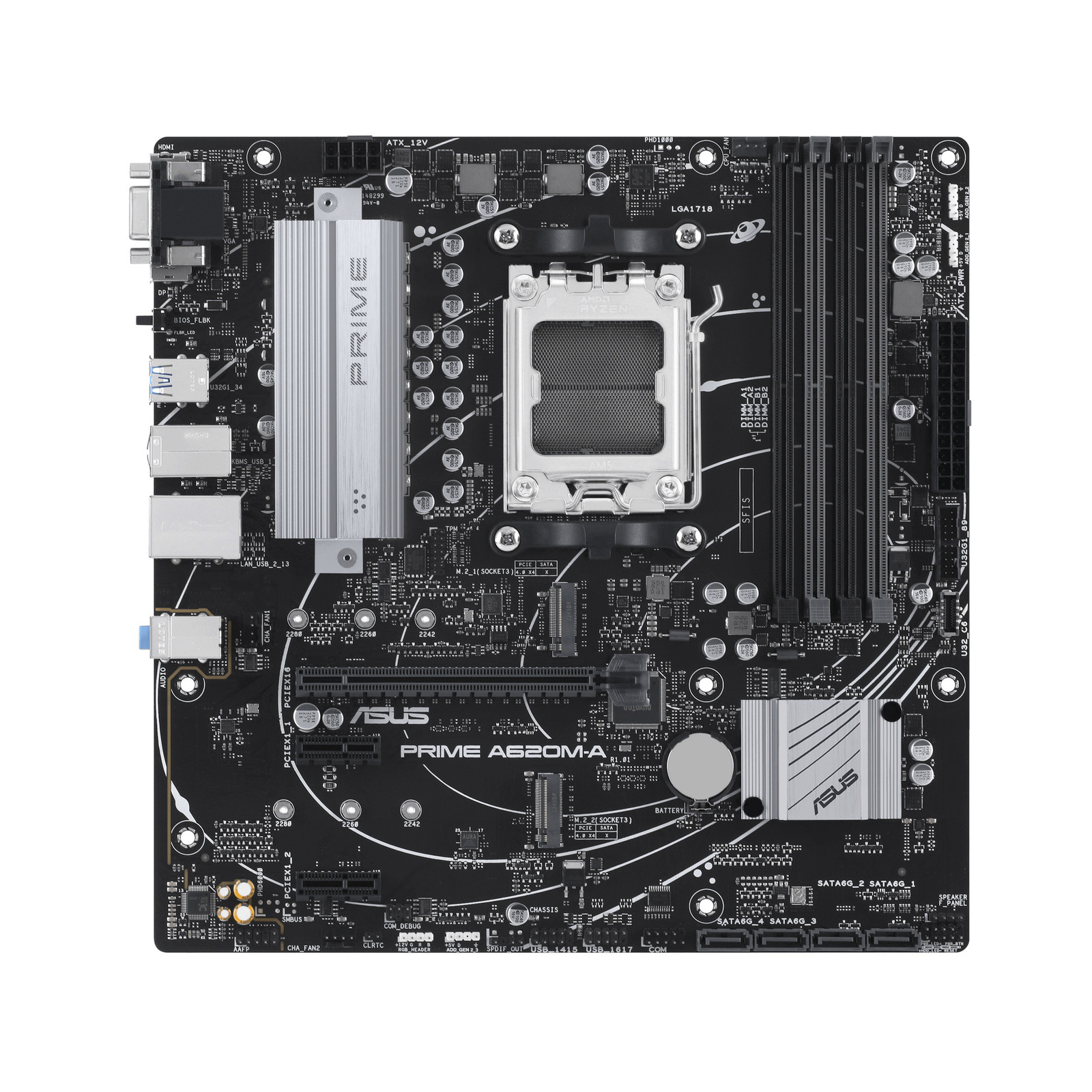 Asus Prime A620M-A-CSM Moederbord AM5 A620 USB3.2 Gen 1 AURA