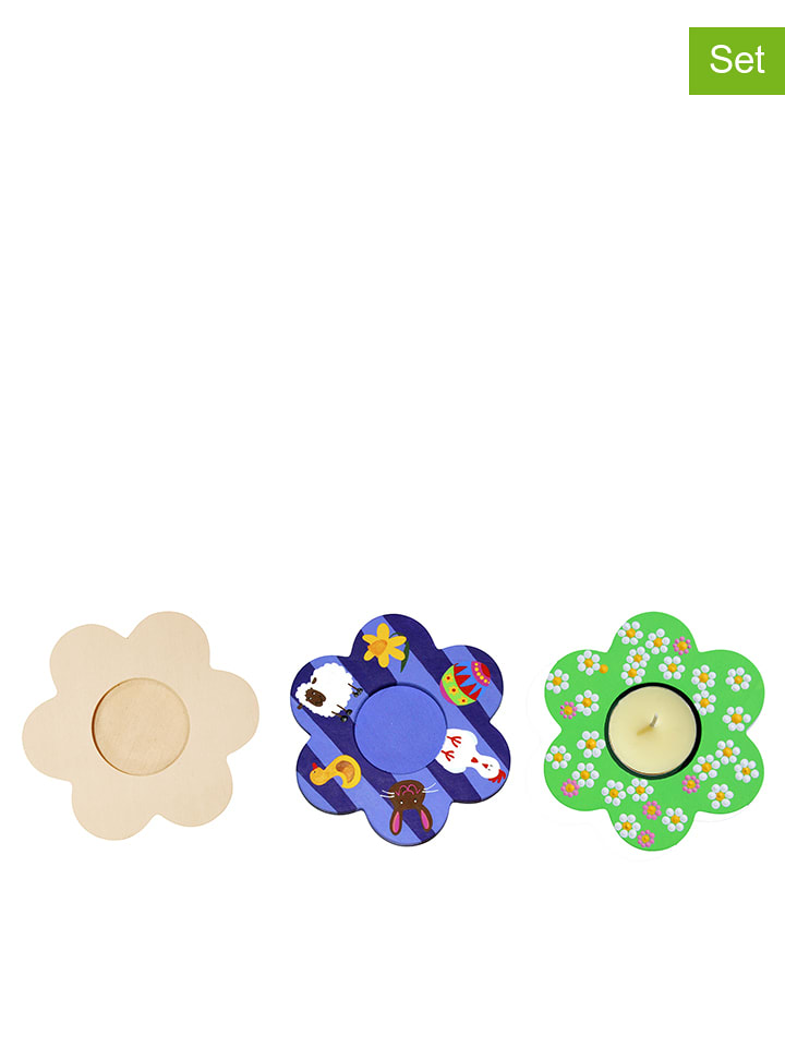 SUNNYSUE 3er-Set: Teelichthalter "Blume" in Natur - onesize