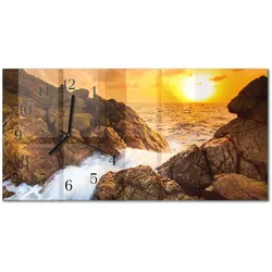 WANDUHR aus Glas 60x30 cm - Sonnenuntergang