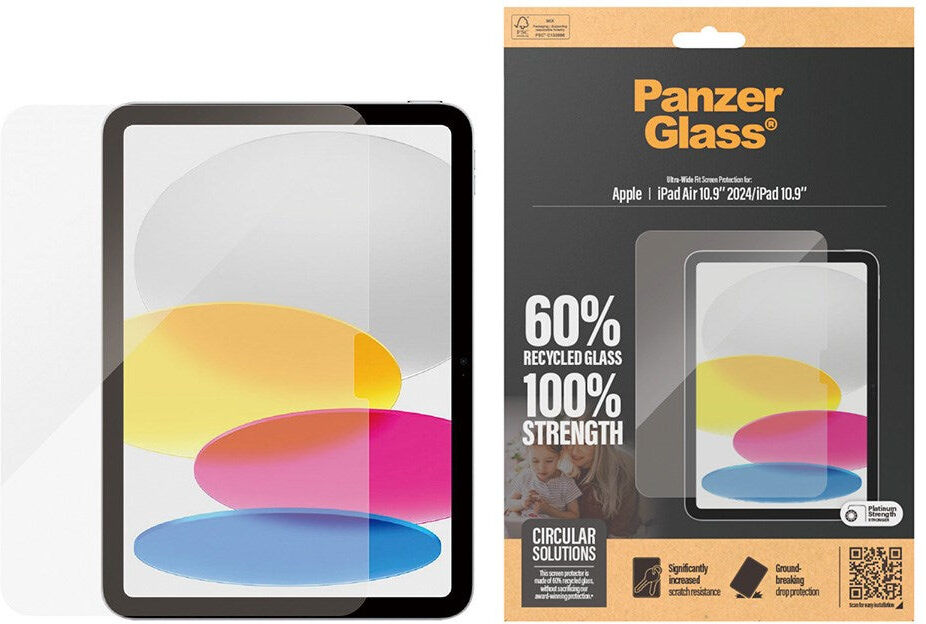 iPad 11" (2025) / iPad 10.9" (2024-2022) / iPad Air 11" (2026-2024) PanzerGlass Ultra-Wide Fit Skærmbeskyttelse - Platinum Strength - Gennemsigtig