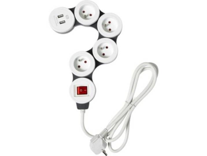 Essentielb - Multiprise Rotative 4 Prises + 2 Usb