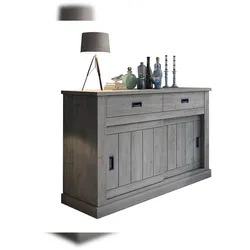 Dmora Lupara - Sideboard, 138x50x95h cm Grau Eichegrau, 2 Regalböden