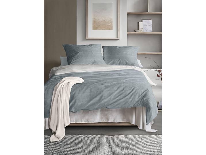 Wendebettwäsche IRISETTE Wave-HK 8557 , blau, B/L: 200cm x 200cm, 1 Stk., 2 Stk., Mako-Satin, B/L: 80cm x 80cm, 3 Stk., Mako-Satin, Obermaterial: 100% Baumwolle, Bettwäsche, Wendebettwäsche, anschmiegsam und atmungsaktiv