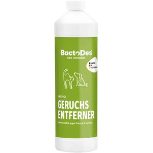 BactoDes Enzymreiniger Geruchsentferner, Animal, Konzentrat, gegen Tierurin und -gerüche, Flasche 1 Liter