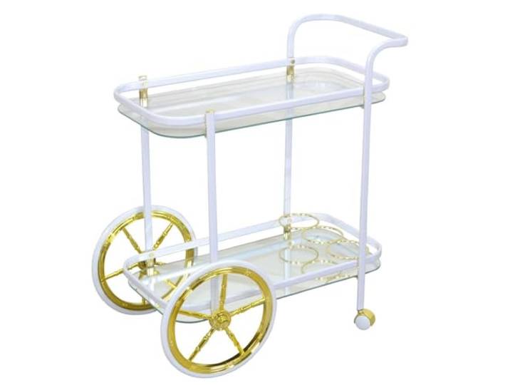 wohnfuehlidee Beistelltisch/Servierwagen 2947, mit 2 Glasplatten und Rollen, weiß