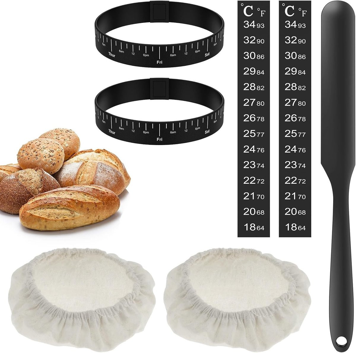 Set van 7 herbruikbare accessoires voor zuurdesemstarter en gistfermentatie