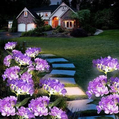 Uplifted Finds 3 Head Solar Hydrangea & Rose Garden Lights   Decorative Floral LED Memorial Landscape Lighting 3 Head Solar Hydrangea & Rose Garden Lights   Decorative Floral LED Memorial Landscape Lighting