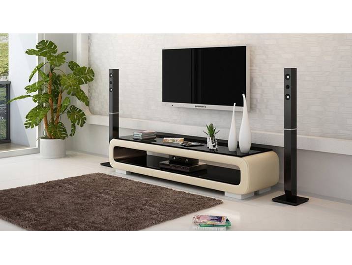 JVmoebel Sideboard Designer TV-Sideboard aus Leder und Glas in Orange, Made in Europa