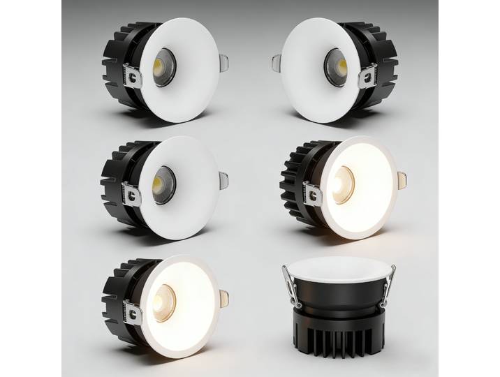 Lot de 6 spots LED encastrés COB dimmables 5W 7W 12W, trou de 75 mm, 220V, lampe de plafond en aluminium pour usage intérieur (maison, magasin, bureau)