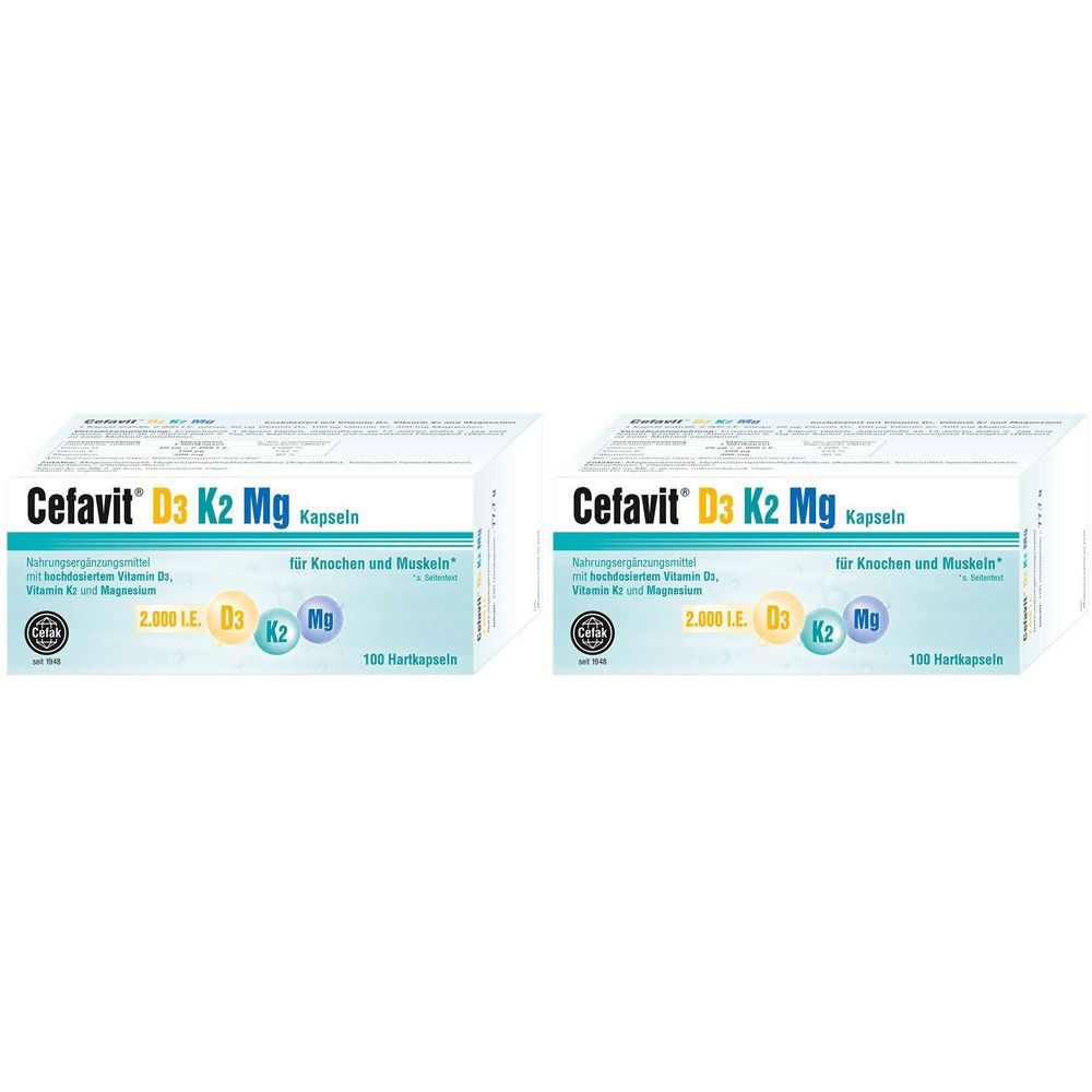 Cefavit D3 K2 Mg 2.000 I.e. Hartkapseln Doppelpack 2x100 St