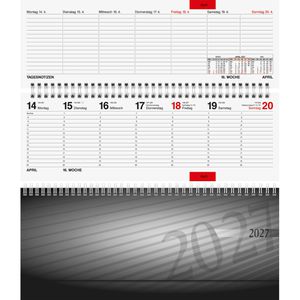 Rido-Ide Tischkalender 7036102907 Septant schwarz mit Register, 1 Woche = 2 Seiten, 30 x 10 cm, Jahr 2027