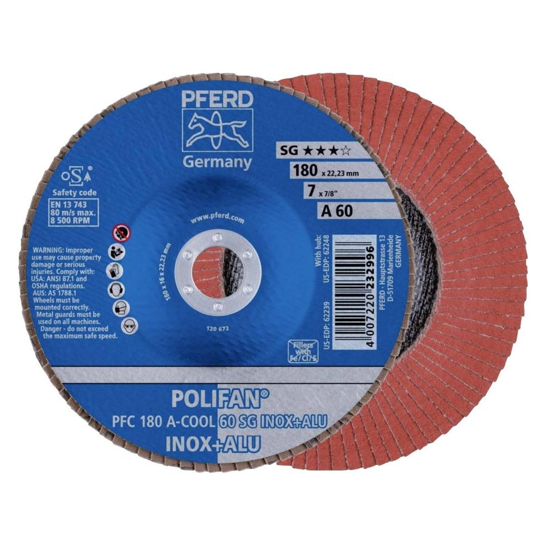 Pferd Fächerschleifscheibe POLIFAN PFC A-COOL SG INOX+ALU (60) (PFC 180 A-COOL 60 SG INOX+ALU)
