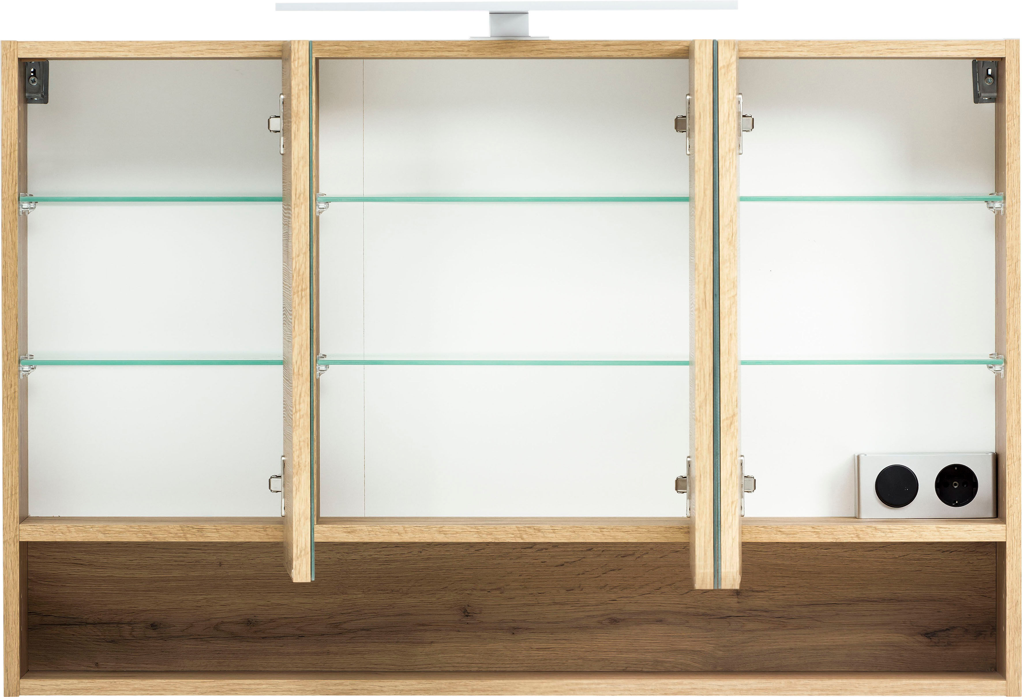 Spiegelschrank WELLTIME "Stubach", braun (wotaneiche), B:100cm H:64cm T:20cm, Holzwerkstoff, Schränke, Spiegelschrank, Breite 100 cm