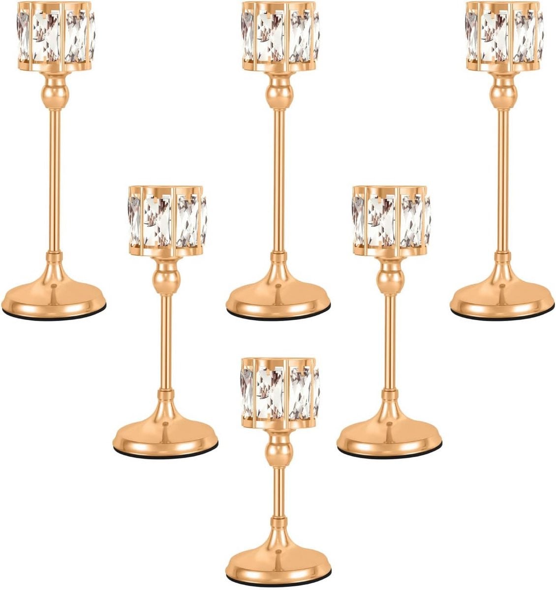 Set van 6 gouden Crystal Cup theelichtkandelaars