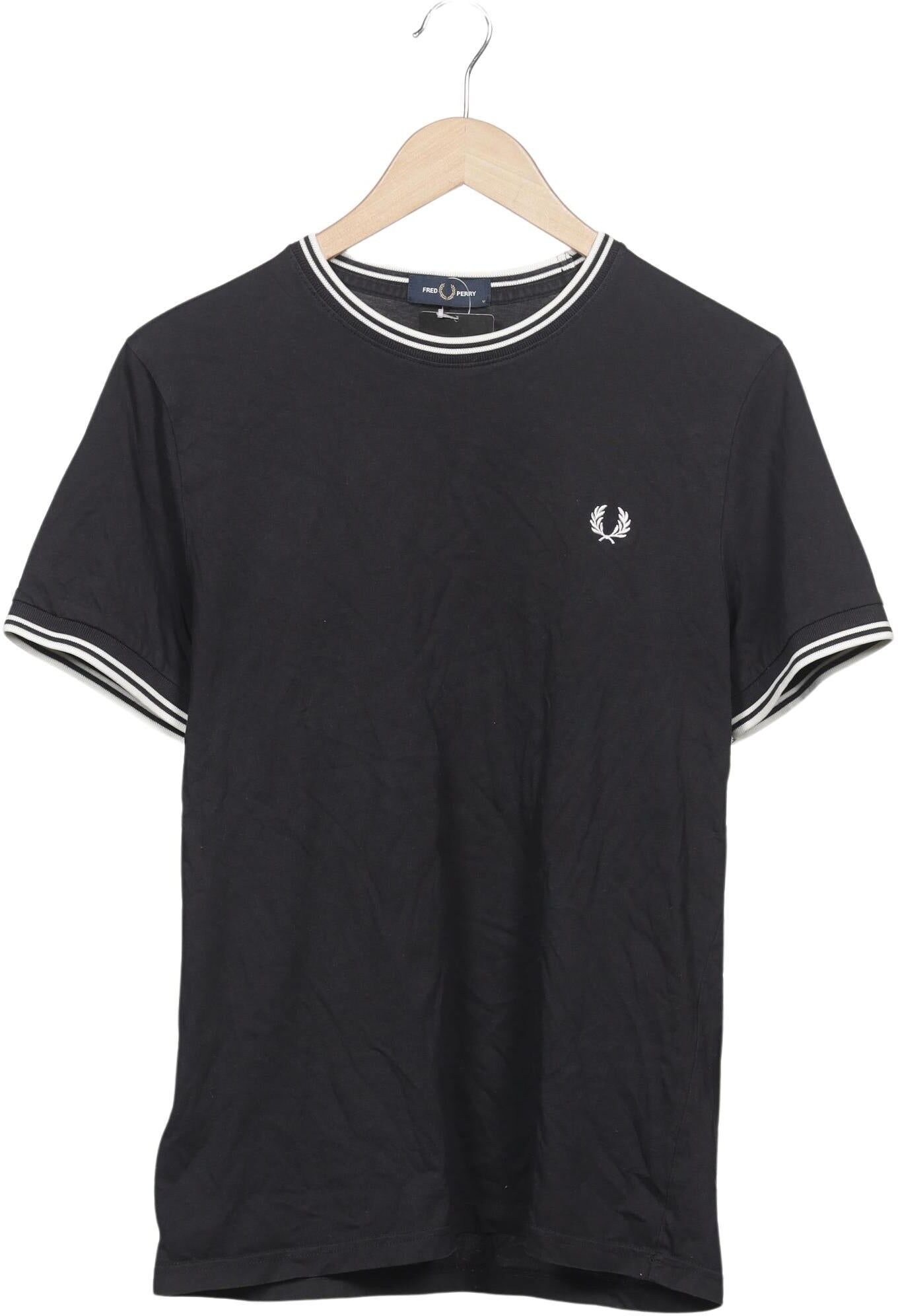 Fred Perry Herren T-Shirt, Schwarz, Gr. M, Baumwolle - Second Hand