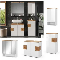 Vicco Badmöbel-Set Badezimmer-Möbel Bad-Schrank Eden Weiß Artisan modern Badezimmerschrank Waschbeckenunterschrank Spiegelschrank Hängeschrank Midischrank Schranktür Schrankfach