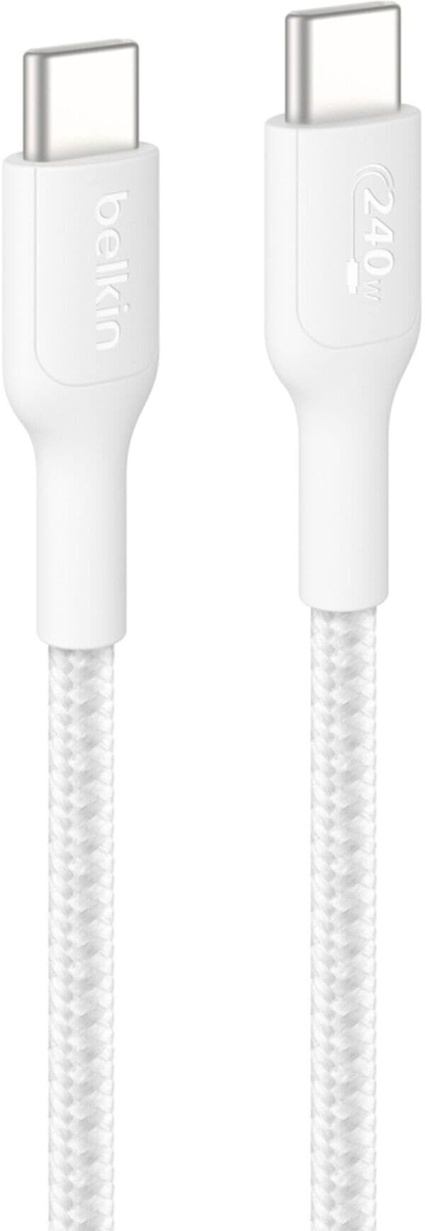 Belkin USB-Kabel "BoostCharge Pro USB-C / USB-C geflochten 240 W", weiß, 100cmcm, Kabel, USB-Kabel