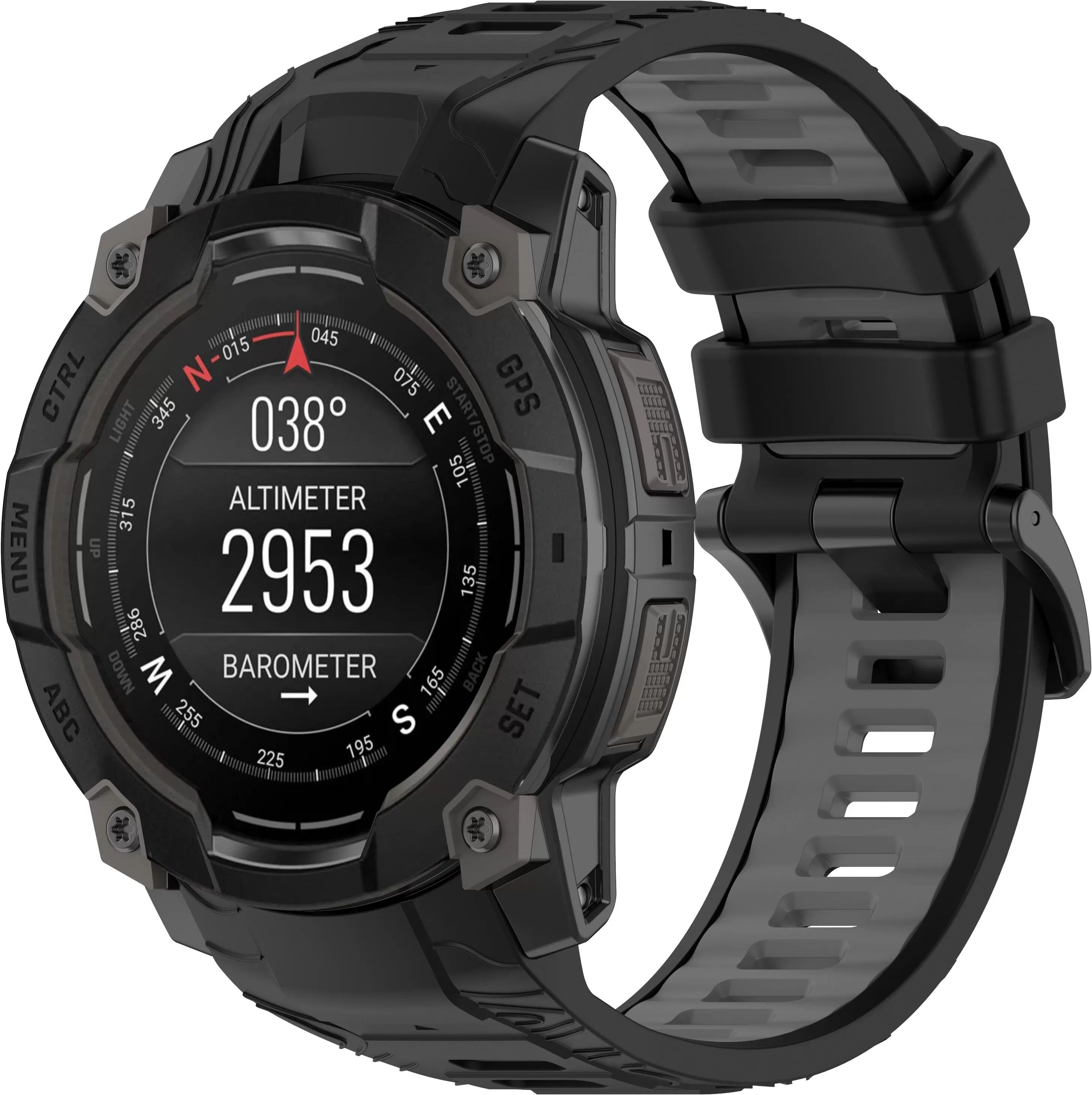 INF Garmin Instinct 3 Zweifarbige Silikon-Uhrenarmband model 1 Grau Model 1