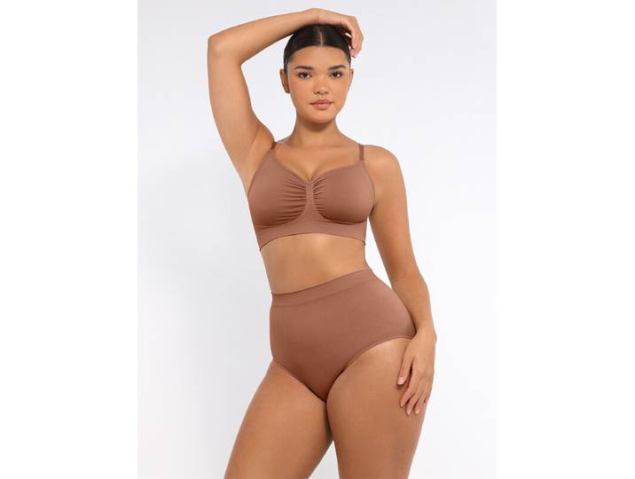 Feelingirl Soutien-gorge sans armature quotidien non doublé, doux, taille S, marron
