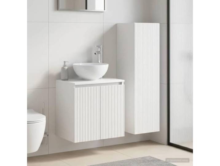 KTHLBRH Badezimmermöbel-Set 2 STK. Weiß 33 x 34,5 x 100 cm mit Wandschrank Holzwerkstoff, verstellbare Regale, wandmontiert, umkehrbare Tür, DIY-Montage