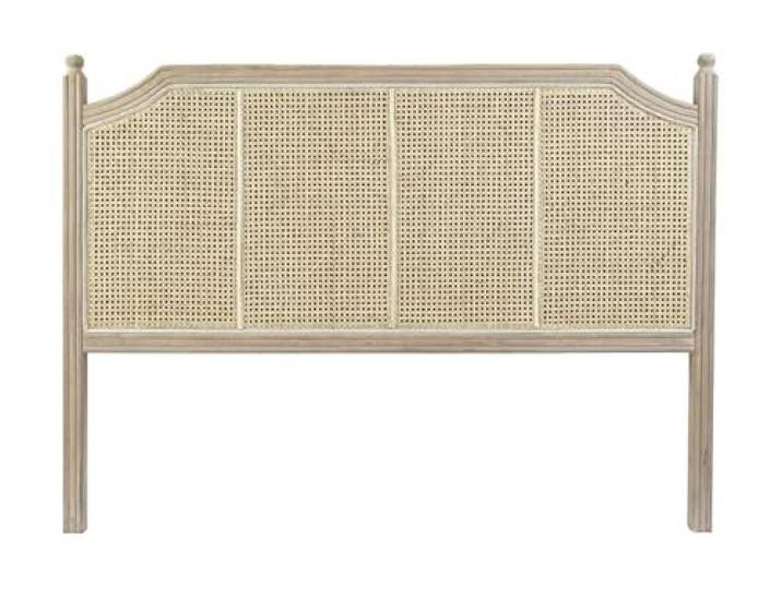 DRW Kopfteil für Bett, 160 cm, aus Rattan, mit Struktur aus antikem Holz, 160 x 6 x 120 cm